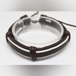 Men's bracelet leather layered brown new‎ e94